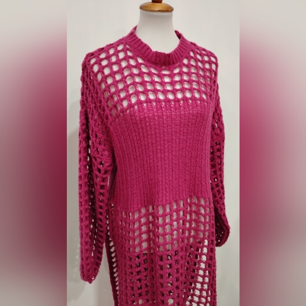 WINDOWPANE LONG SWEATER